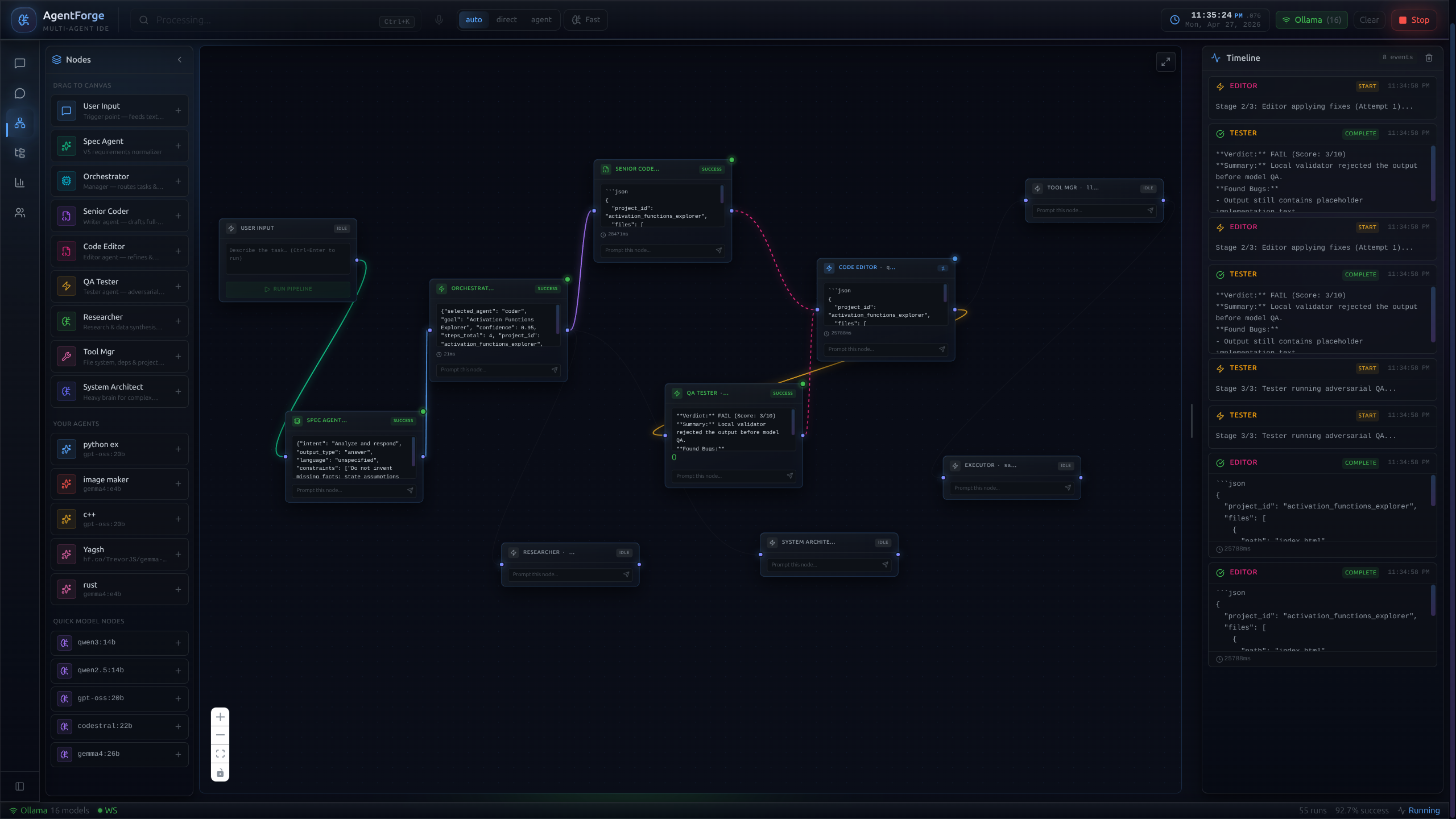 AgentForge canvas