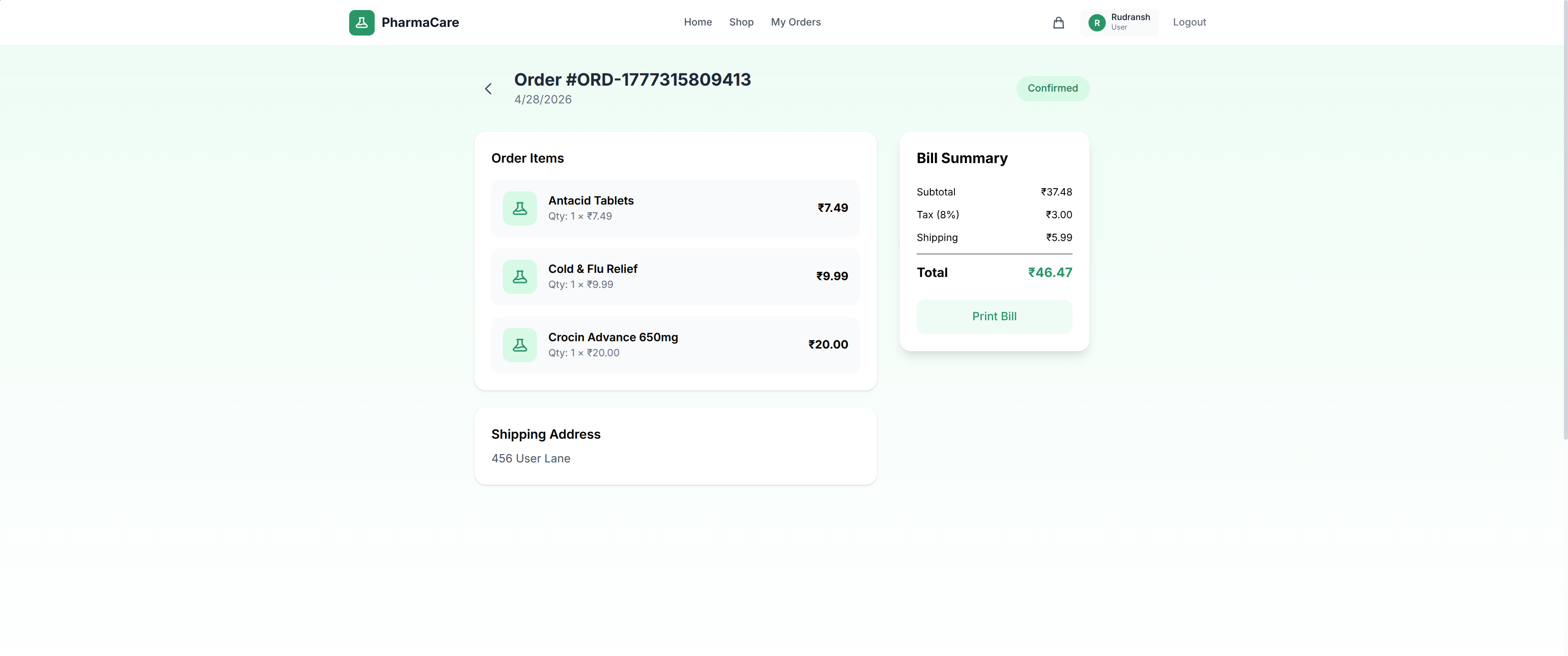 Order confirmation